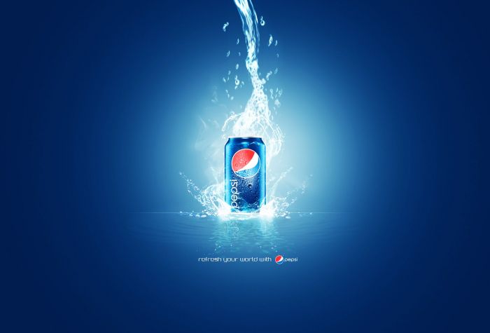Картинка Пепси (Pepsi), бренд, банка с напитком, вода