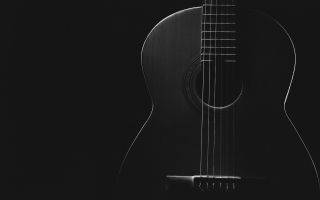 акустическая гитара фото в черно-белом цвете