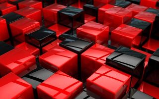 объемные красные и черные кубики 3D