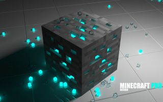 куб 3D с неоновыми кубиками обои к игре Minecraft