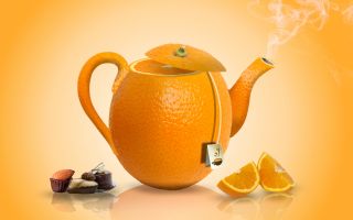 апельсиновый чайник, заварник для чая, креатив