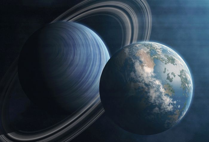 Картинка космоса и двух планет