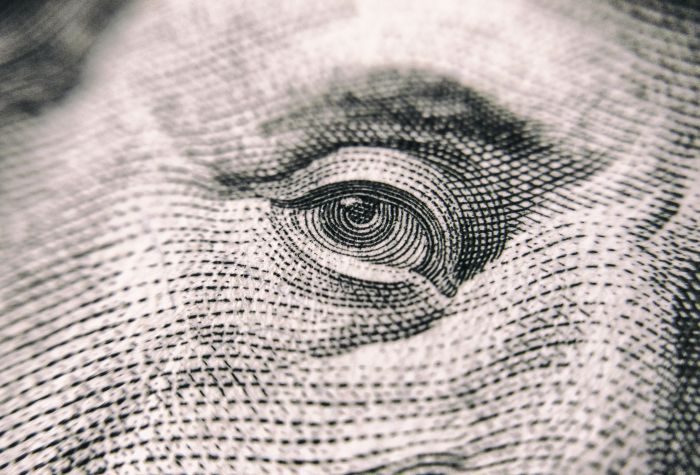 Картинка Бенджамин Франклин, деньги, доллары, банкнота, макро, глаз