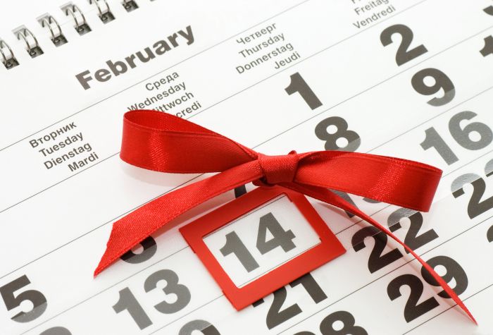 Картинка 14 февраля, бантик на календаре
