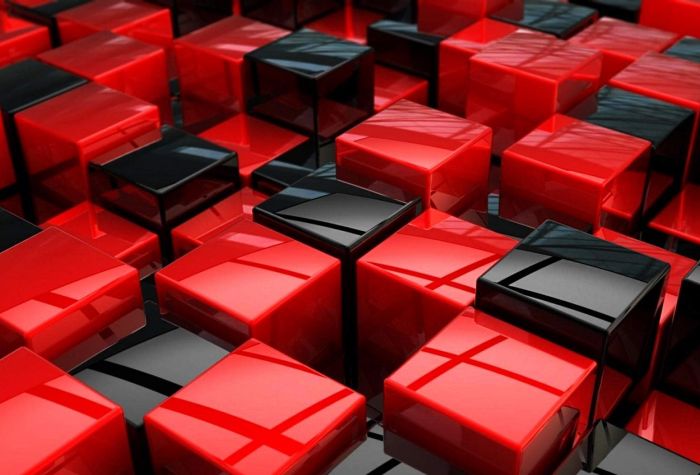 Картинка объемные красные и черные кубики 3D