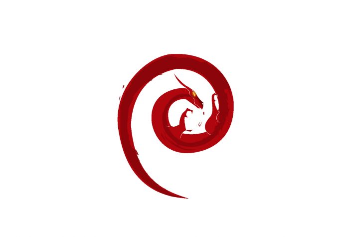 Картинка дракон ОС Debian, логотип на белом фоне