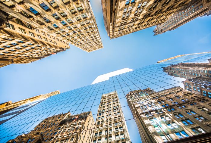 Картинка отражение небоскребов, город Нью Йорк