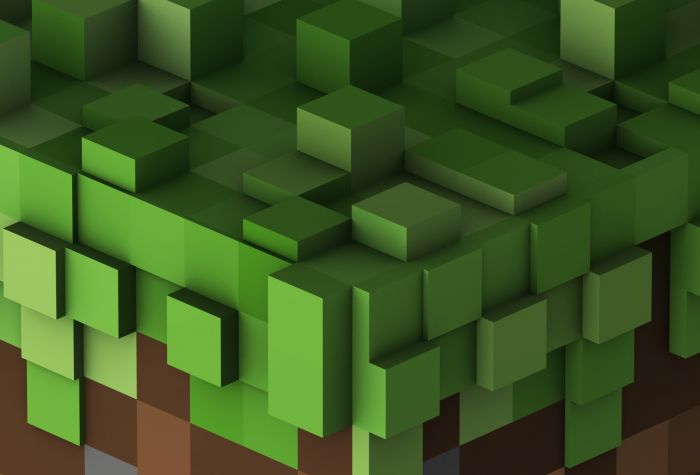 Картинка 3D квадраты, остров, земля Minecraft