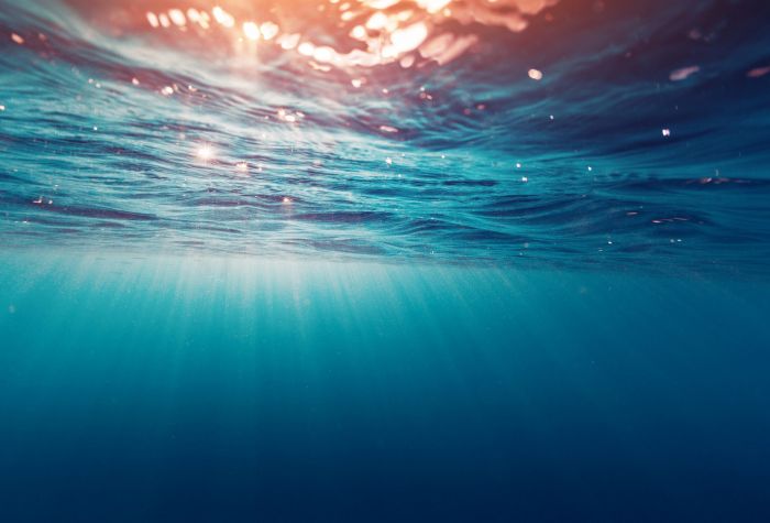 Картинка лучи солнца под водой моря на поверхности
