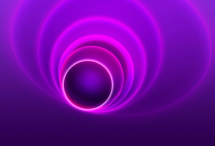 Картинка объем, 3D круги, кольца, фиолетовый неоновый свет