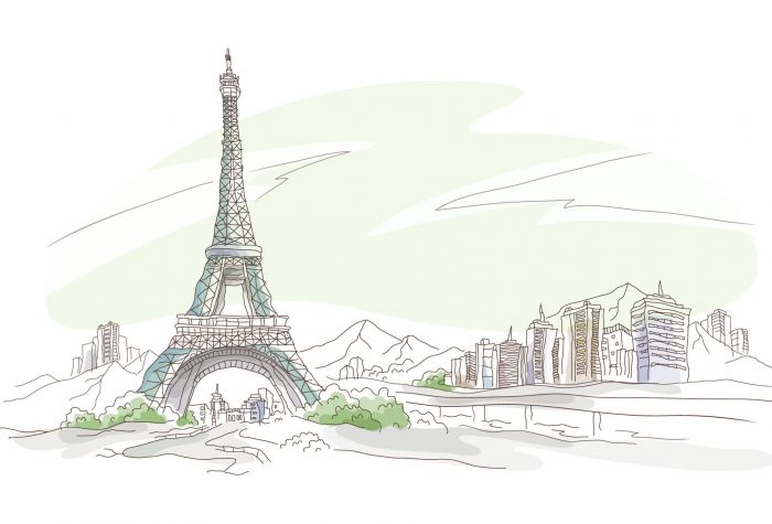Картинка рисунок карандашом, Париж, Эйфелева башня