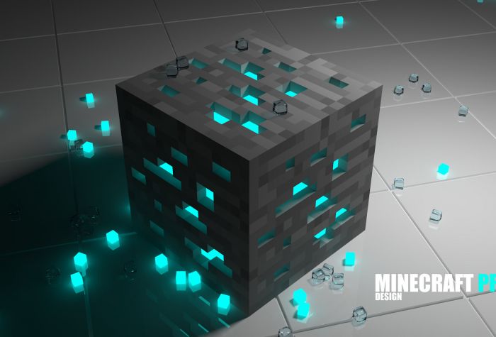 Картинка куб 3D с неоновыми кубиками обои к игре Minecraft