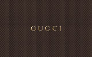 бренд Gucci на коричневом фоне