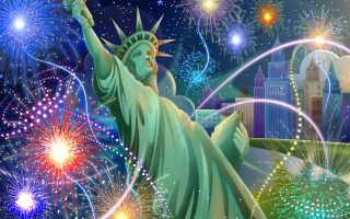 день независимости США, Статуя Свободы, Фейерверки