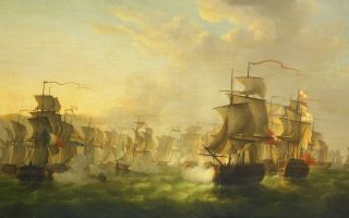 морской бой кораблей, флотилия Англии, Франции и Голландии