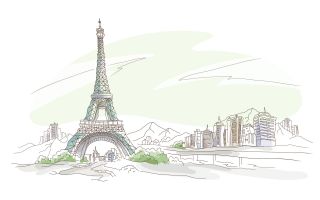 рисунок карандашом, Париж, Эйфелева башня